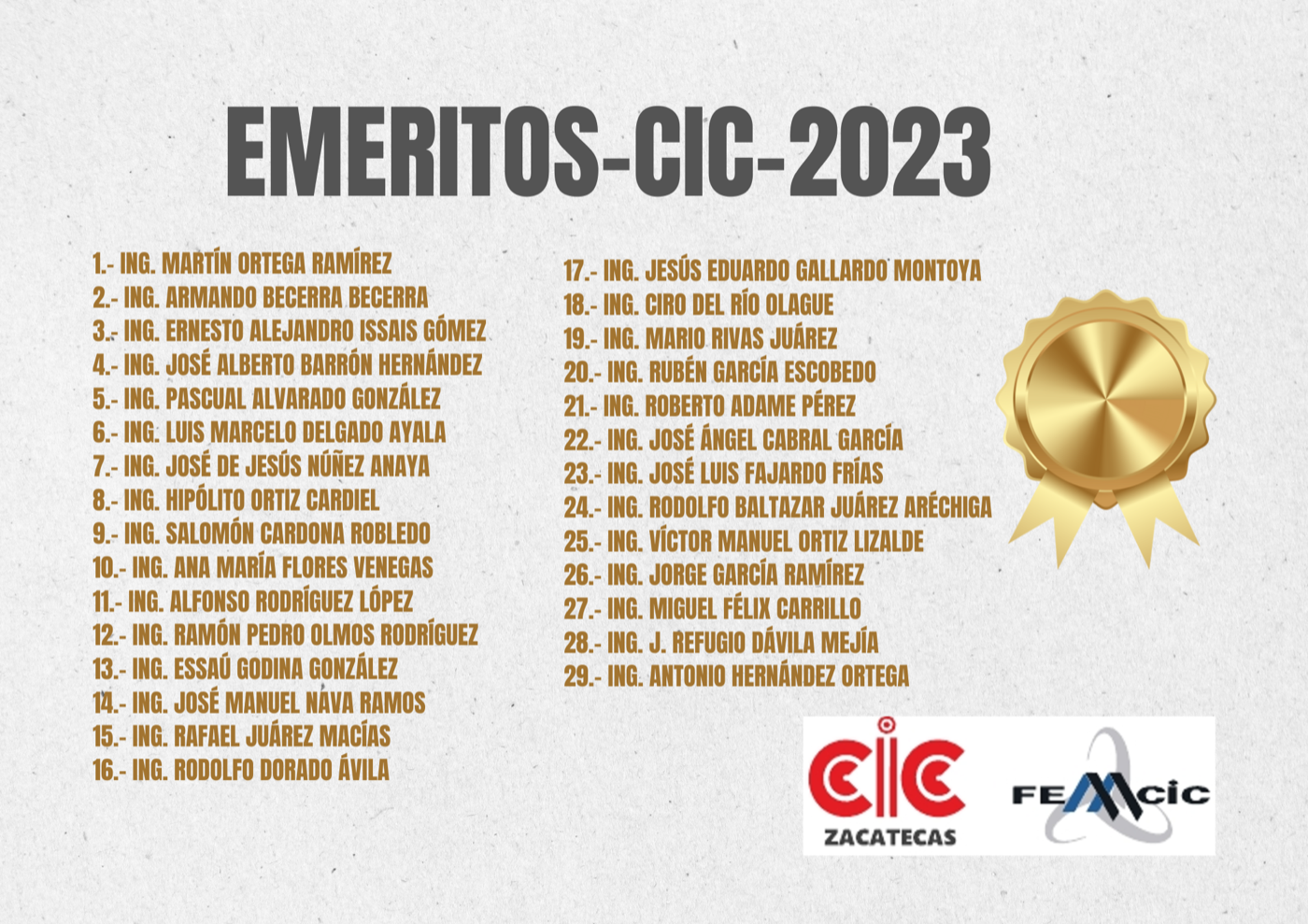 Ingenieros eméritos del CICZAC 2023